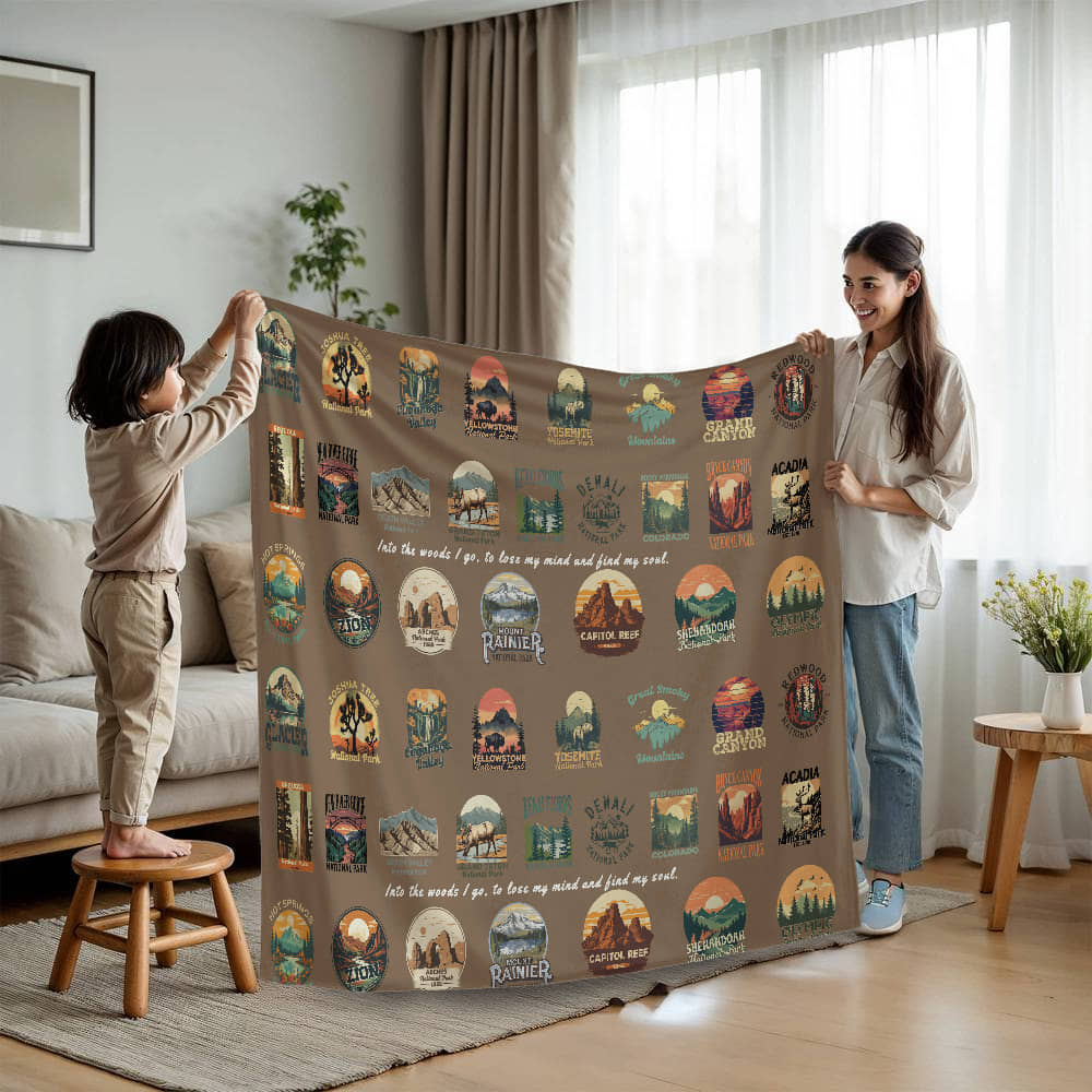 US National Parks Gift Blanket - Brown