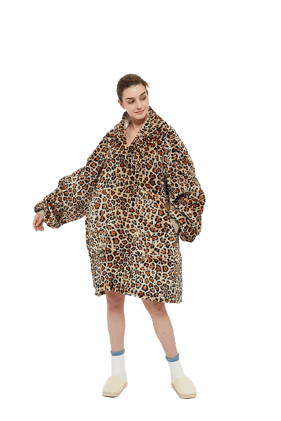 Womens Oversized Animal Panther Print Snuggle Hoodie Adult Fleece Hooded  Blanket