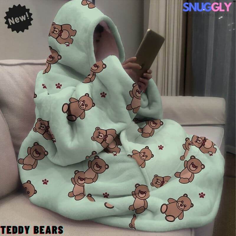 Kids Oversized Teddy Fleece Hoodie Blanket Ultra Plush 