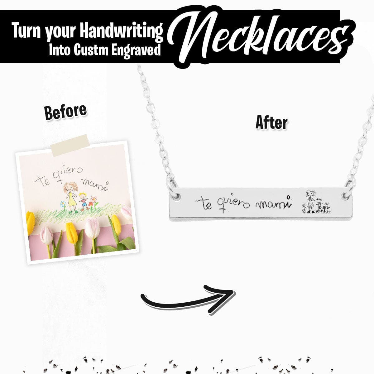 Custom Handwriting Bar Necklace