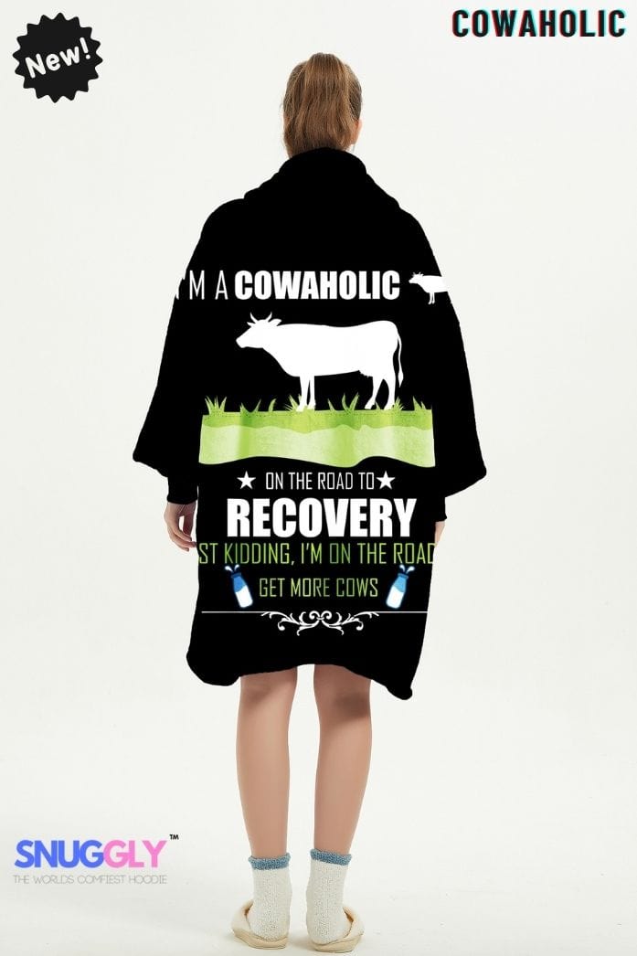 Cowaholic Oversized Hoodie Blanket - Cozy Blanket Hoodie for Cow Lovers