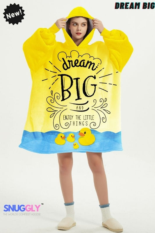 Snuggly™  Dream Big Inspirational Oversized Blanket Hoodie | Motivational Hooded Blanket