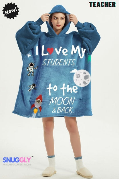 Snuggly™ Teacher's Love Oversized Blanket Hoodie | Cozy Hooded Blanket for Educators