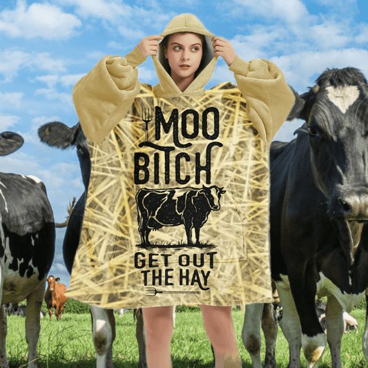 Snuggly™ Moo Bitch Oversized Blanket Hoodie with Attitude