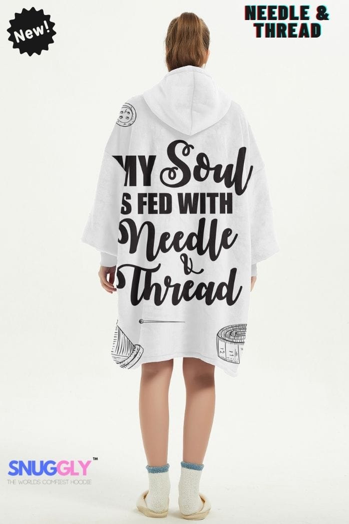 Snuggly™ "Needle & Thread" Crafters' Oversized Blanket Hoodie for Sewing Enthusiasts