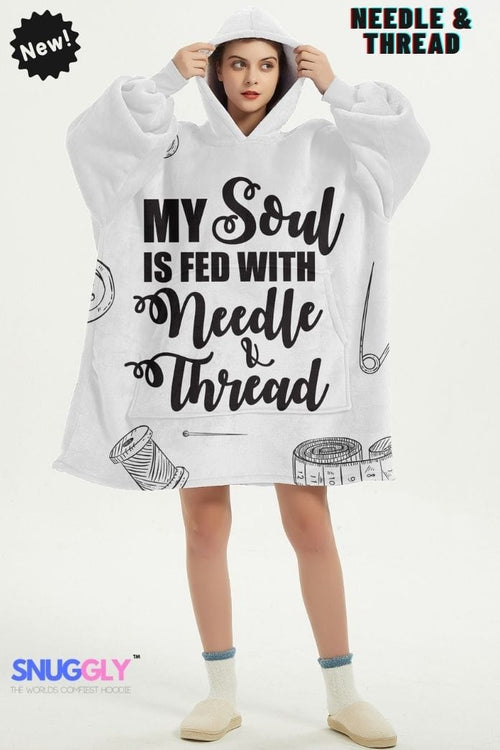 Snuggly™ "Needle & Thread" Crafters' Oversized Blanket Hoodie for Sewing Enthusiasts