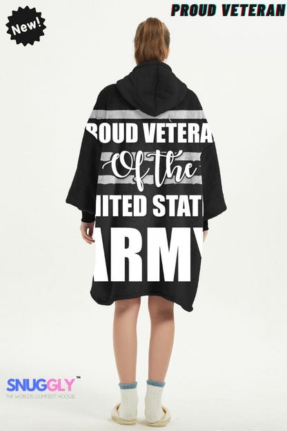 Snuggly™ Proud Veteran Oversized Blanket Hoodie - Army Tribute Hooded Wearable Blanket