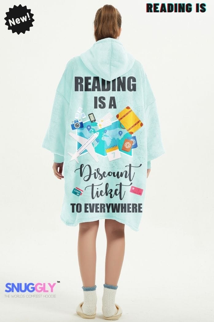 Snuggly™  Book Lover's Oversized Hoodie Blanket - Reading-Themed Hooded Wearable Blanket