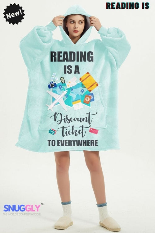 Snuggly™  Book Lover's Oversized Hoodie Blanket - Reading-Themed Hooded Wearable Blanket