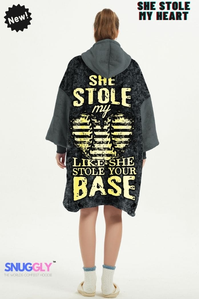 Snuggly™ She Stole My Heart Like She Stole Your Base | Cozy Blanket Hoodie