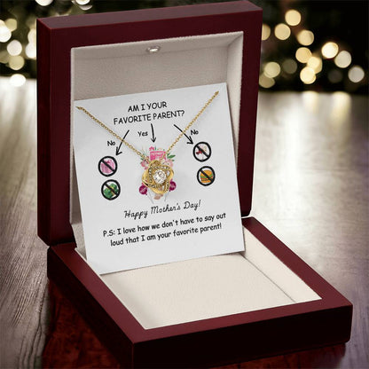Funny Mother’s Day Necklace Gift – “Am I Your Favorite Parent?”