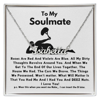 To My Soulmate - Name Necklace - Flowers