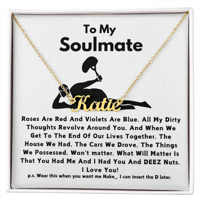 To My Soulmate - Name Necklace - Flowers