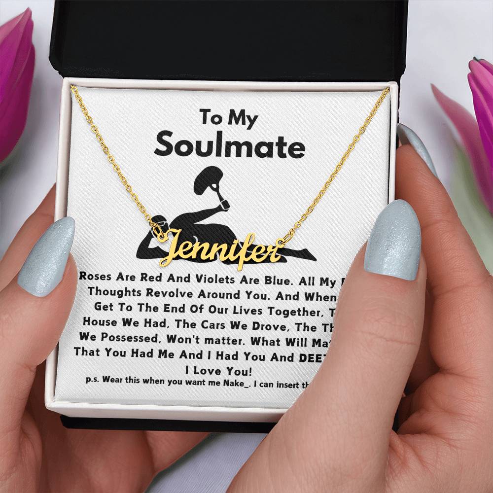 To My Soulmate - Name Necklace Flowers