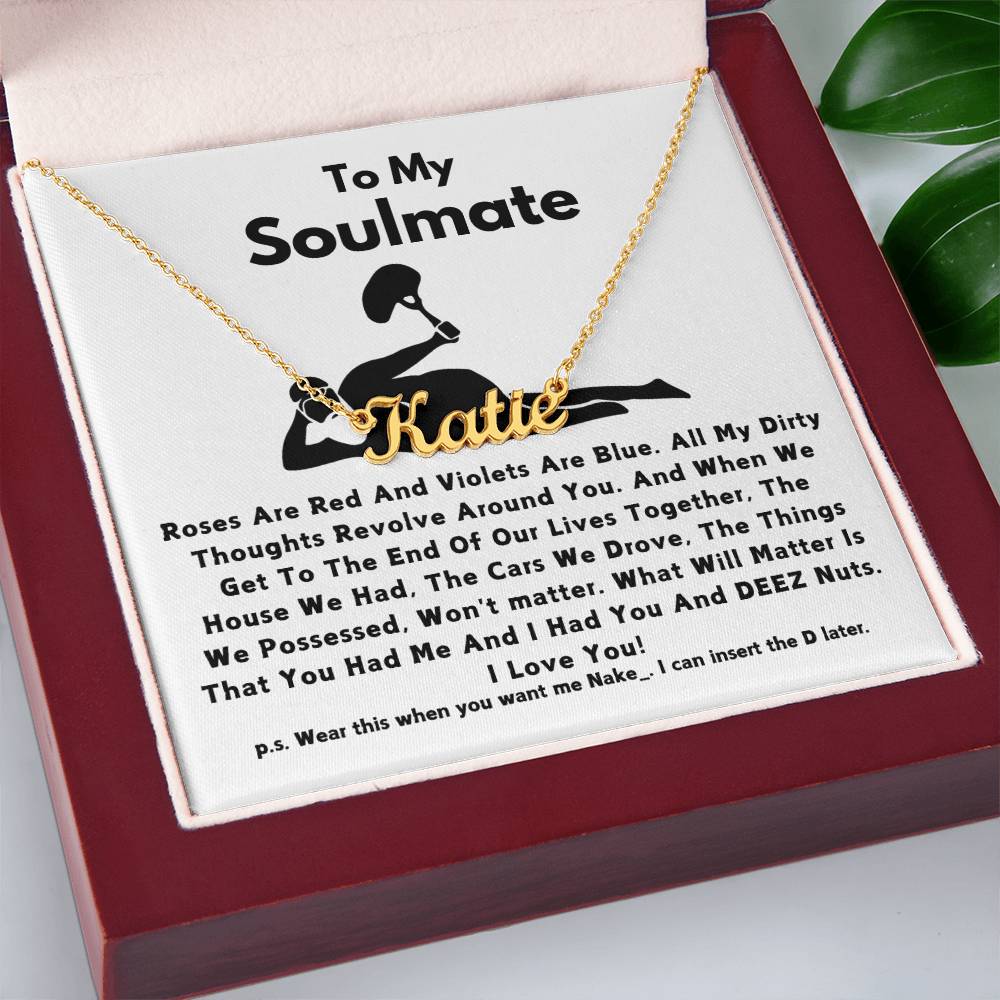 To My Soulmate - Name Necklace Flowers