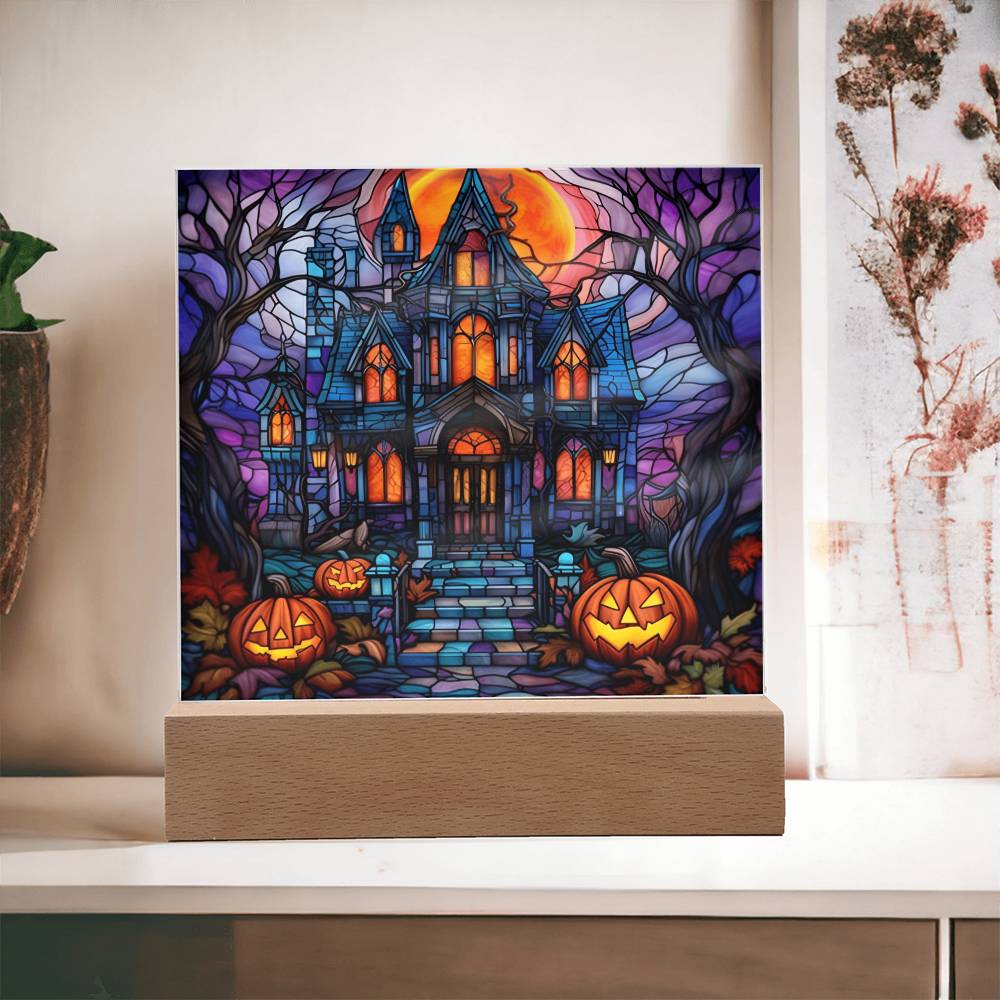 Halloween-House Stained Glass