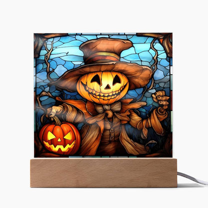 Halloween-Pumpkin Ghost Stained Glass