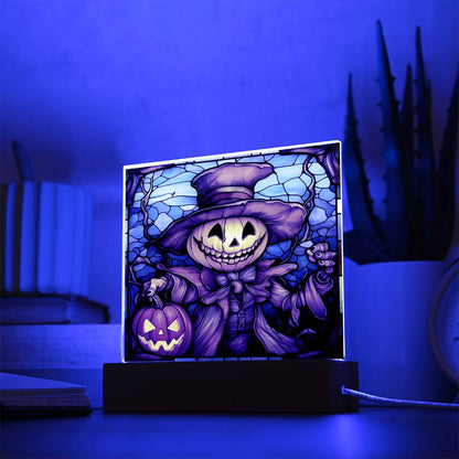 Halloween-Pumpkin Ghost Stained Glass