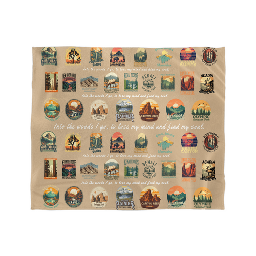National Parks Blanket Gift - Into the woods I go to lose my mind, and find my soul