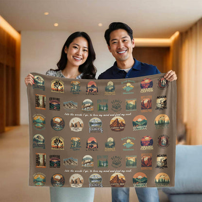 US National Parks Gift Blanket - Brown