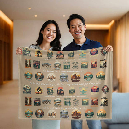 National Parks Blanket Gift - Into the woods I go to lose my mind, and find my soul