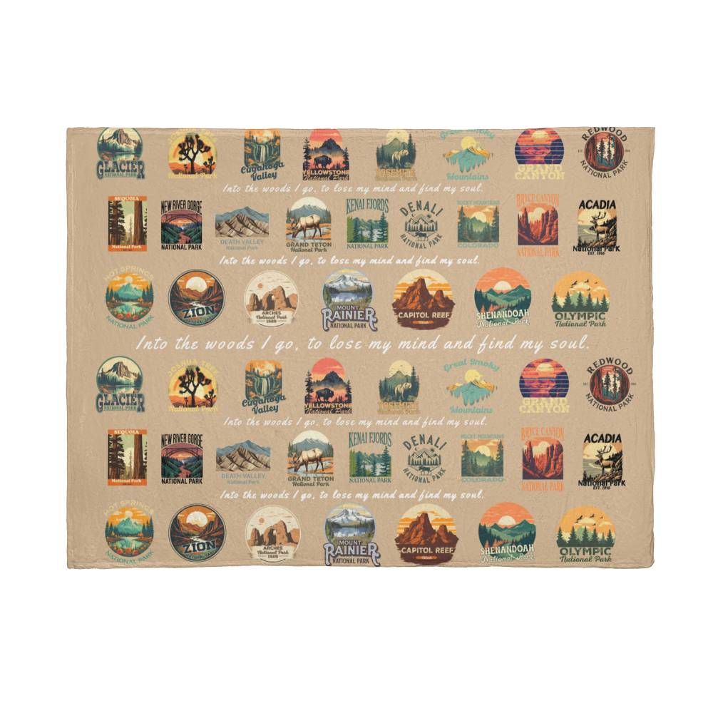 National Parks Blanket Gift - Into the woods I go to lose my mind, and find my soul