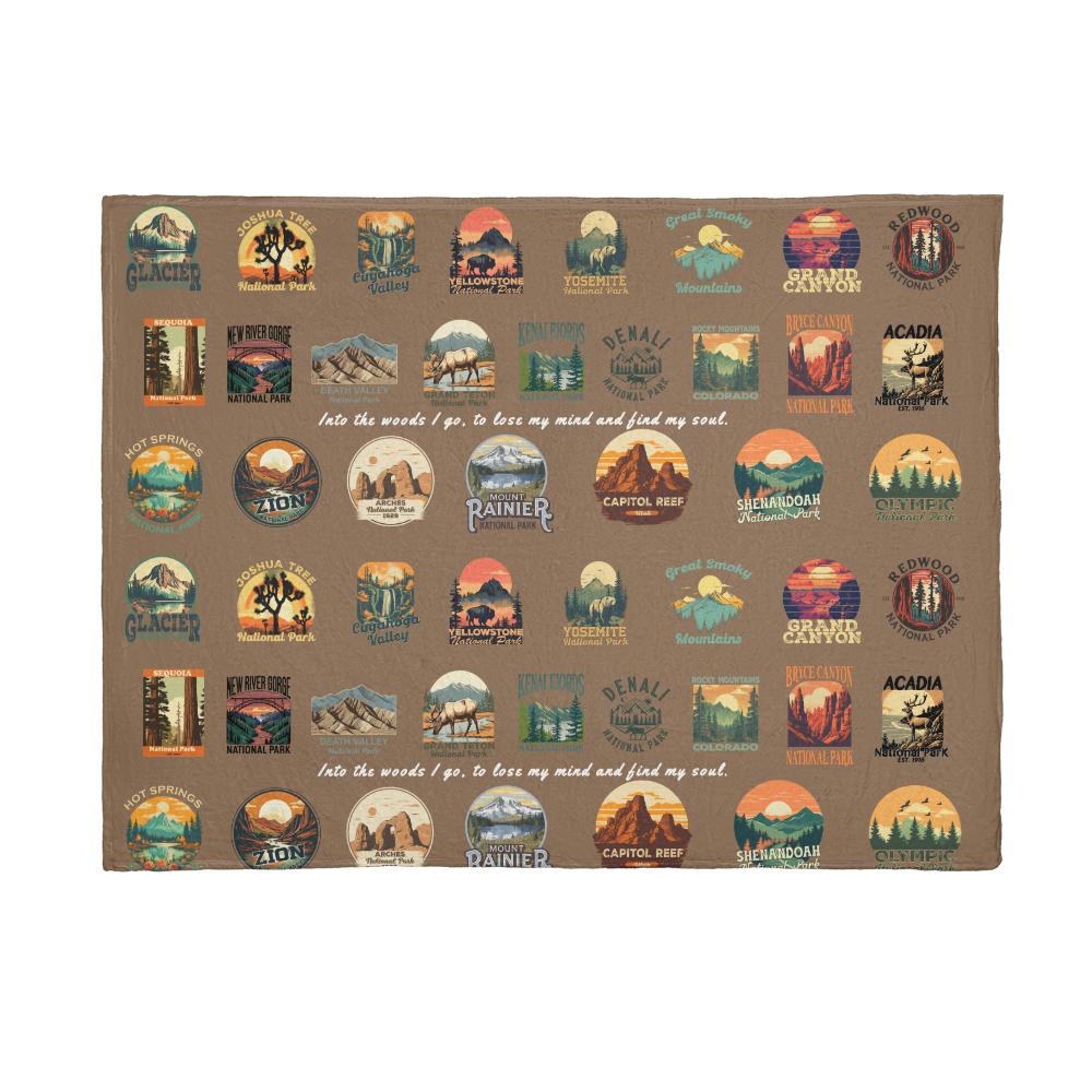 US National Parks Gift Blanket - Brown