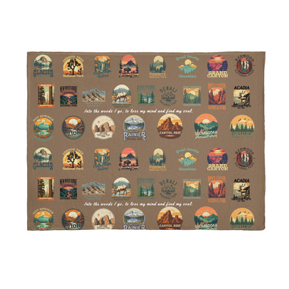 US National Parks Gift Blanket - Brown