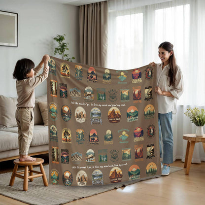 US National Parks Gift Blanket - Brown