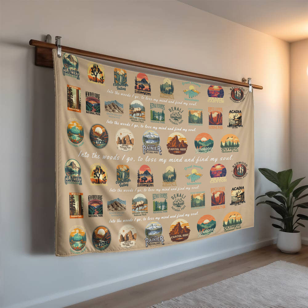 National Parks Blanket Gift - Into the woods I go to lose my mind, and find my soul