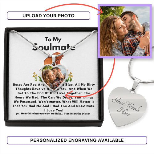 To My Soulmate - Heart Engraved Necklace