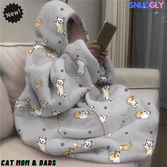 Snuggly™ Oversized Cat Mom & Dads Blanket Hoodie - Snuggly™