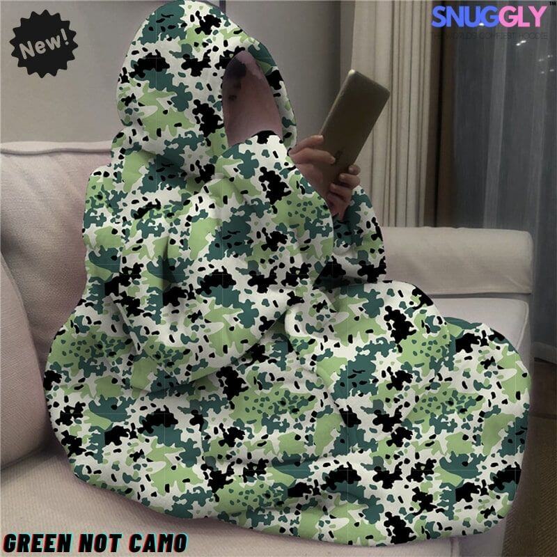 Snuggly™ Oversized Green Not Camo Blanket Hoodie - Snuggly™