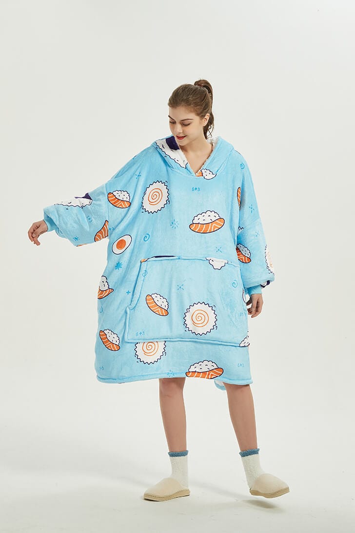 Snuggly™ Oversized I Love Sushi Blanket Hoodie