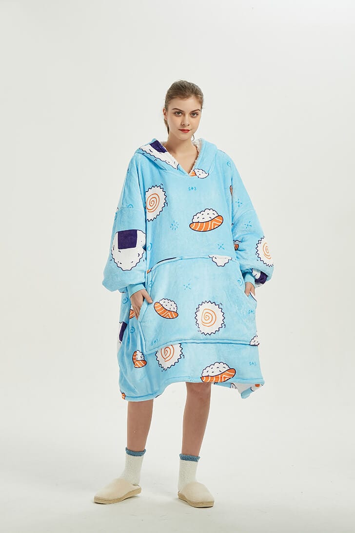 Snuggly™ Oversized I Love Sushi Blanket Hoodie - Snuggly™