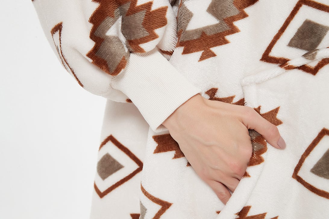 Snuggly™ Oversized Rhomboid Pattern Blanket Hoodie - Snuggly™
