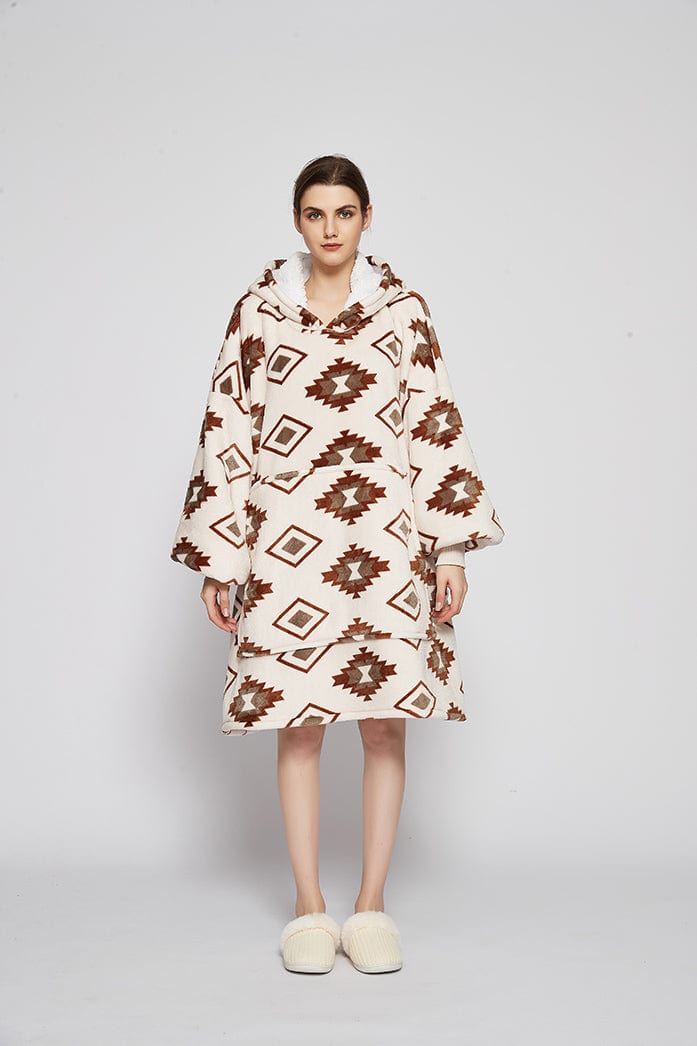 Snuggly™ Oversized Rhomboid Pattern Blanket Hoodie - Snuggly™