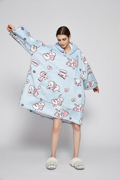 Snuggly™ Oversized Elephant Love Blanket Hoodie - Snuggly™