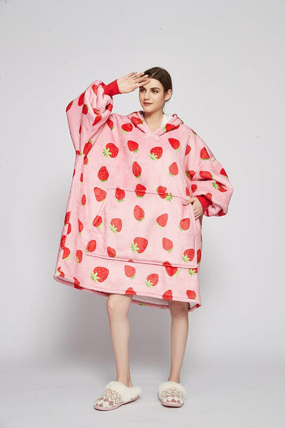 Snuggly™ Oversized Strawberry Blanket Hoodie - Snuggly™